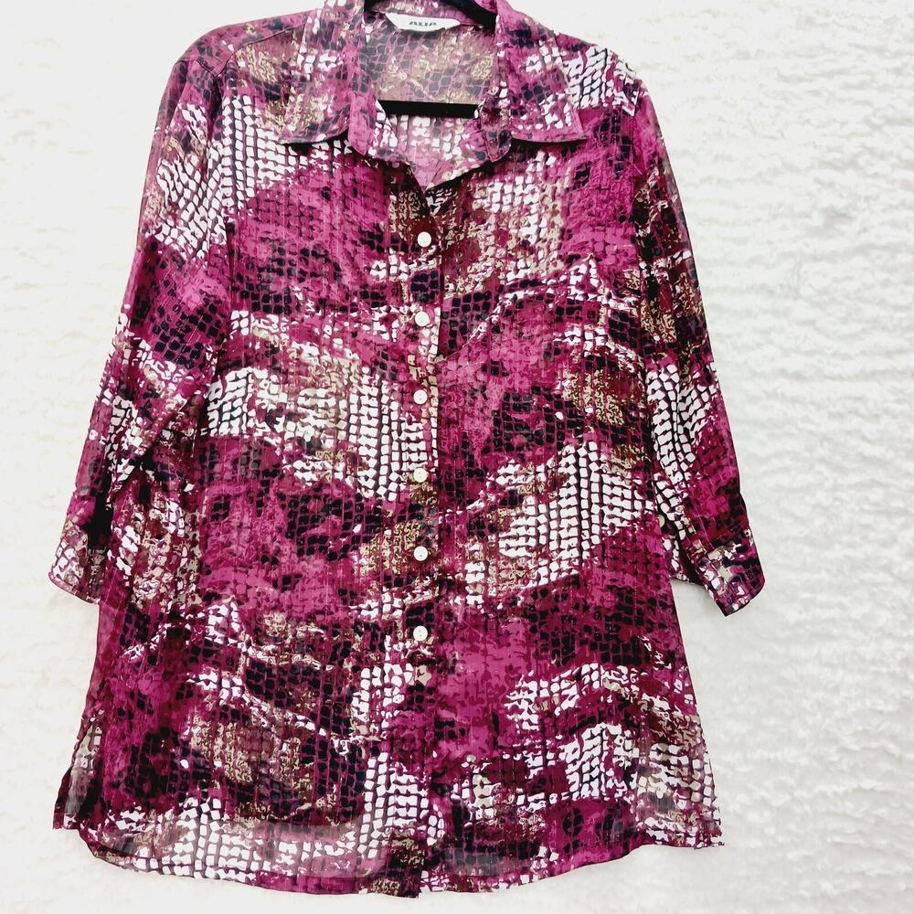 Blouse Red Pink Sheer Festival Y2K Glam Grunge Whimsycore Cottagecore Size XL